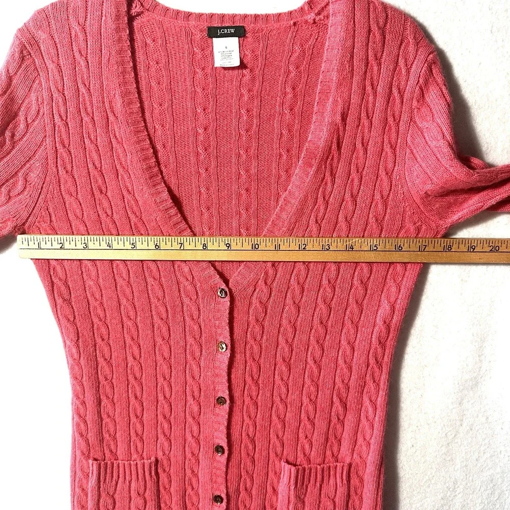 J CREW Small S Relaxed Cable‎ Knit Cardigan Sweater Cashmere Merino Wool Angora
